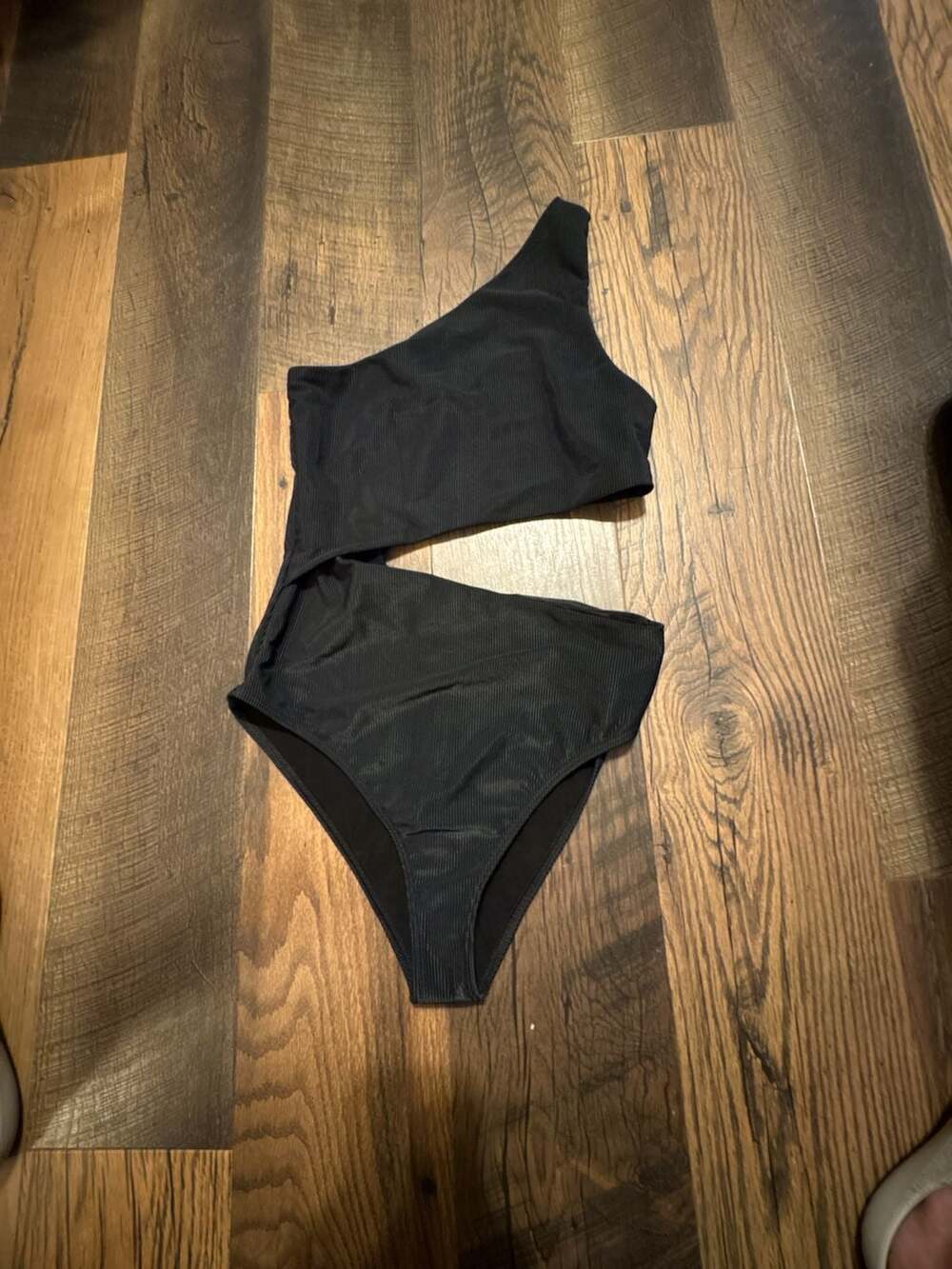 Beach Riot Celine One Piece Swimsuit Size M Black Ribbed Cutout